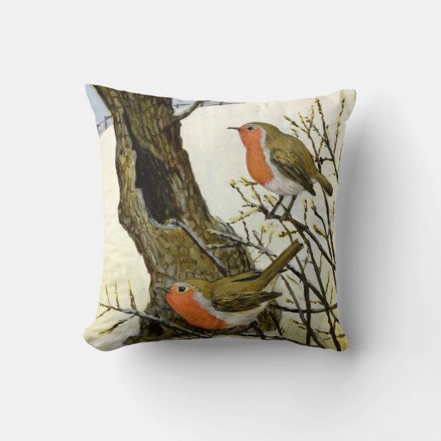 Een paar Robins Kussen (Voorkant)
