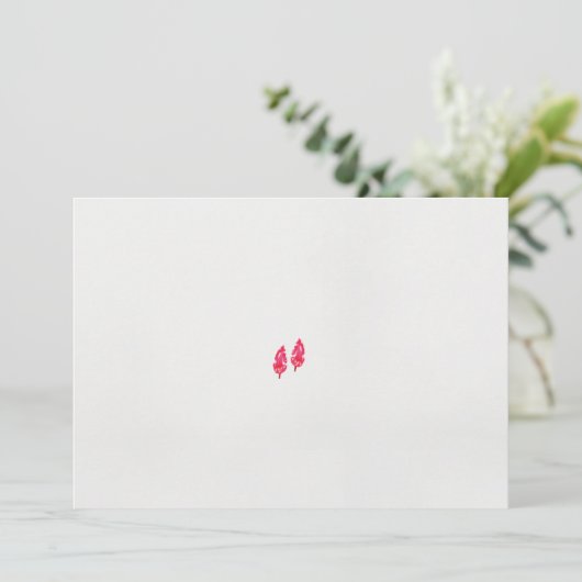 Een paar rode bladeren op een zwarte achtergrond kaart (Staand voorkant)