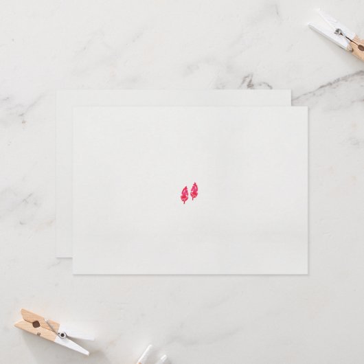 Een paar rode bladeren op een zwarte achtergrond kaart (Voorkant / Achterkant in situ)