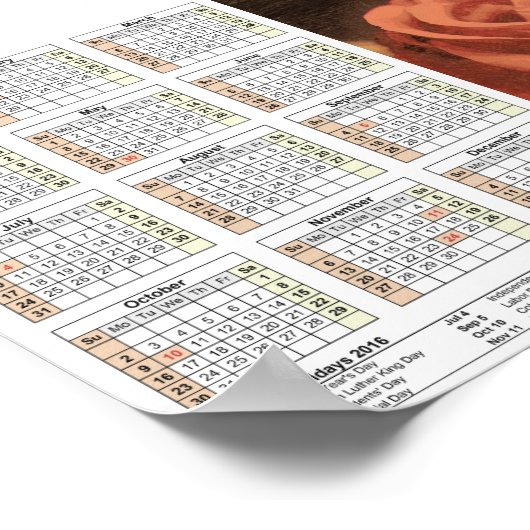 Een paar rozen in schetch3 DINA5-kalender 2016 Poster (Hoek)