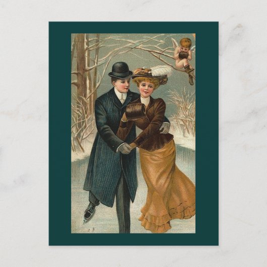 Een paar schaatsen, een  scène briefkaart (Voorkant)