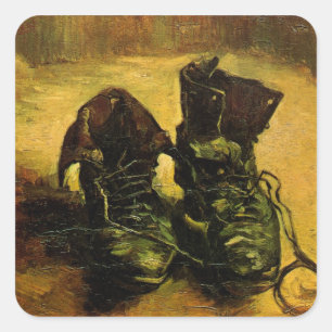 Een paar schoenen door Vincent van Gogh Vierkante Sticker