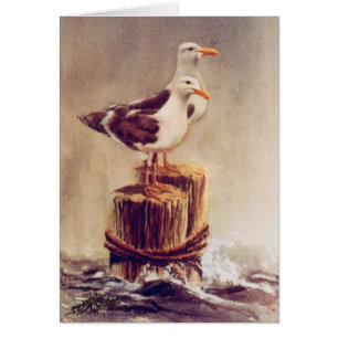 EEN PAAR SEAGULLEN OP PIJLEN DOOR SHARON SHARPE