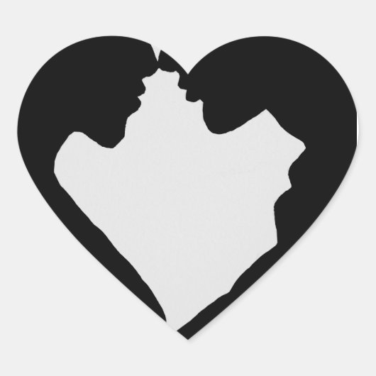 Een paar silhouet hart gevormd sticker (Voorkant)