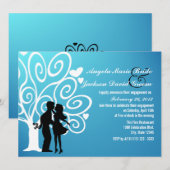 Een paar Silhouette Engagement Party Kaart (Voorkant / Achterkant)
