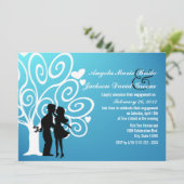 Een paar Silhouette Engagement Party Kaart (Staand voorkant)