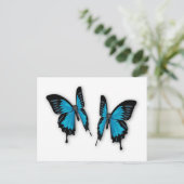 Een paar tropische blauwe vlinders briefkaart (Staand voorkant)