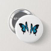 Een paar tropische blauwe vlinders ronde button 5,7 cm (Voorkant /achterkant)
