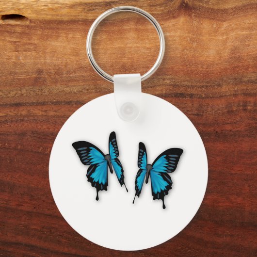Een paar tropische blauwe vlinders sleutelhanger (Voorkant)