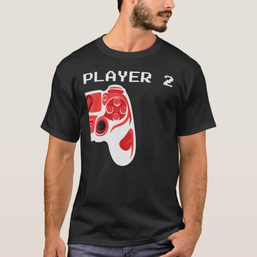 Een paar Valentijn Gamer Player 2 Game Control T-shirt (Voorkant)