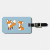 Een paar van de echte kleine vos op blauw bagagelabel (Voorkant horizontaal)