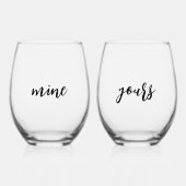 Een paar van jou wijnglas zonder voet (Voorkant)