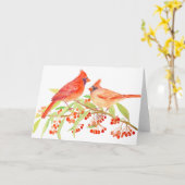 Een paar van kardinalenWenskaart Kaart (Gele Bloem)