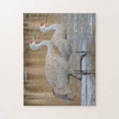 Een paar van Wading Greater Sandhill Cranes Legpuzzel (Verticaal)