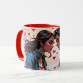 Een paar verliefd op vliegende harten - Coffee Mok (Voorkant links)