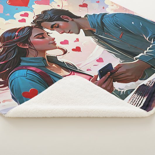 Een paar verliefd op vliegende harten - Deken (3/4)