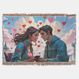 Een paar verliefd op vliegende harten - Gooi Deken