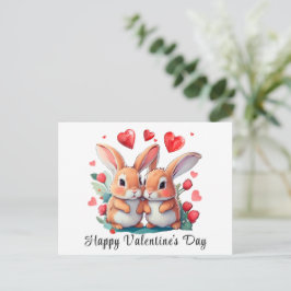 Een paar waterverf konijnen aankondigingskaart