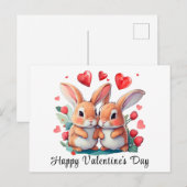 Een paar waterverf konijnen aankondigingskaart (Voorkant / Achterkant)