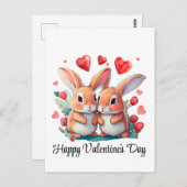 Een paar waterverf konijnen briefkaart (Voorkant / Achterkant)