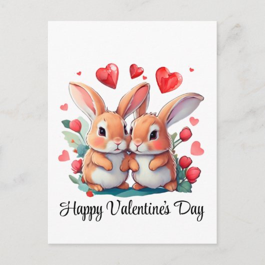 Een paar waterverf konijnen briefkaart (Voorkant)