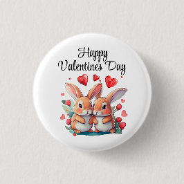 Een paar waterverf konijnen ronde button 3,2 cm