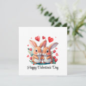 Een paar waterverf konijnen save the date (Staand voorkant)