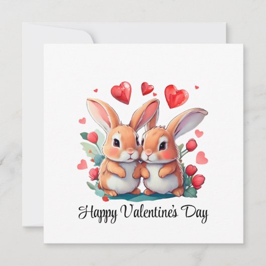 Een paar waterverf konijnen save the date (Voorkant)