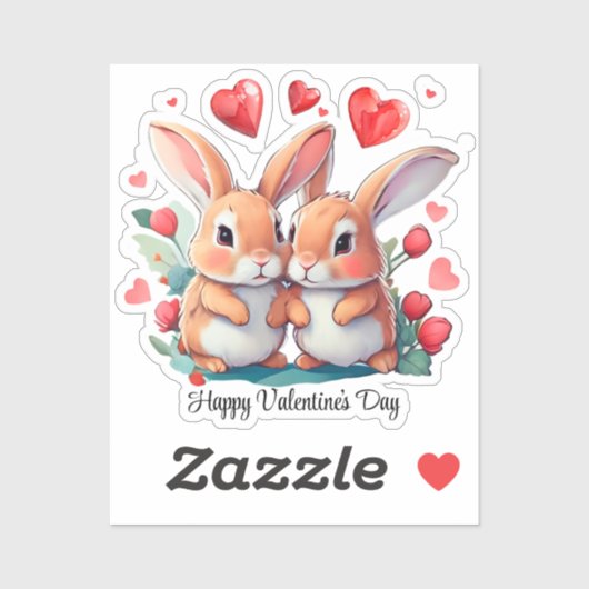 Een paar waterverf konijnen sticker (Vel)