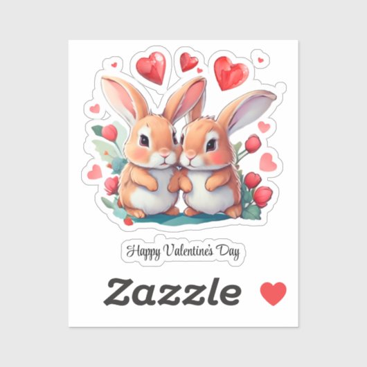 Een paar waterverf konijnen sticker (Vel)