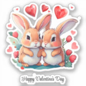 Een paar waterverf konijnen sticker (Voorkant)