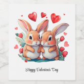 Een paar waterverf konijnen wijn etiket (Enkel label)