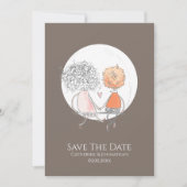 Een paar zittende op de swing moon illustratie sim save the date (Voorkant)