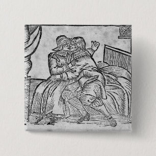 Een paar zoenen, illustratie 'Roxburghe Ballads' Vierkante Button 5,1 Cm