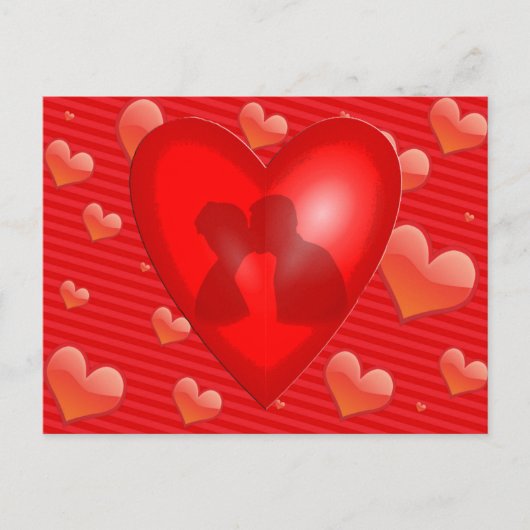 Een paar zoenen in het hart met meer harten Briefk Briefkaart (Voorkant)