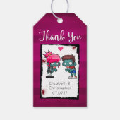 Een paar zombies in liefde bruiloft dank u cadeaulabel (Voorkant)
