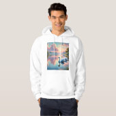 Een paar zwanen glijden op een sereen meer hoodie (Voorkant volledig)