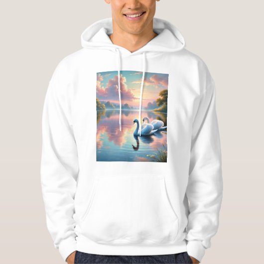Een paar zwanen glijden op een sereen meer hoodie (Voorkant)