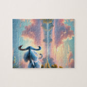 Een paar zwanen glijden op een sereen meer legpuzzel (Horizontaal)