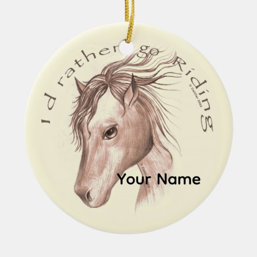 Een paard berijden keramisch ornament (Voorkant)
