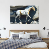 Een paard dat op de Druk van het Canvas van Rocks  (Insitu (Slaapkamer))