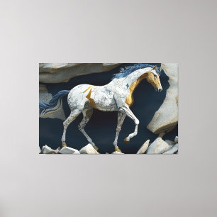Een paard dat op de Druk van het Canvas van Rocks 