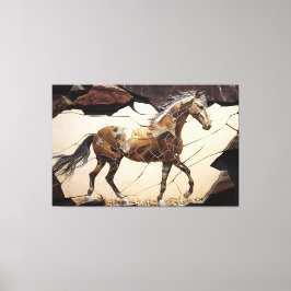 Een paard dat op de Druk van het Canvas van Rocks 