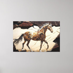 Een paard dat op de Druk van het Canvas van Rocks 