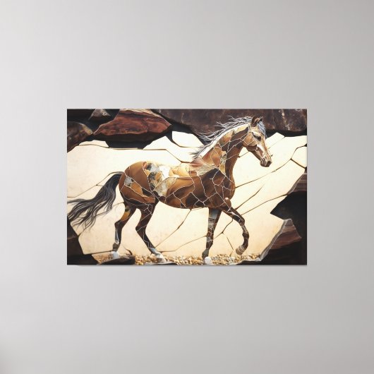 Een paard dat op de Druk van het Canvas van Rocks  (Voorkant)