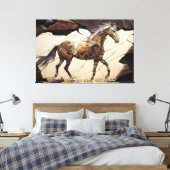 Een paard dat op de Druk van het Canvas van Rocks  (Insitu (Slaapkamer))