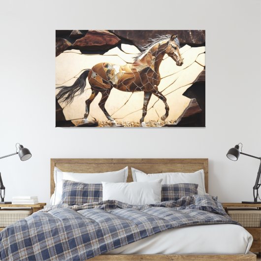 Een paard dat op de Druk van het Canvas van Rocks  (Insitu (Slaapkamer))