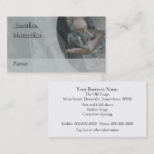 Een paard dat wordt geweerd, grijze versie visitekaartje (Voorkant / Achterkant)