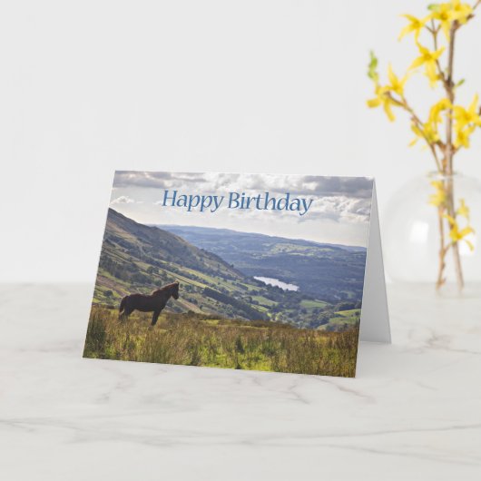 Een paard- en landschaps-verjaardagskaart kaart (Gele Bloem)