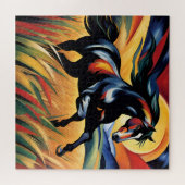 Een paard galopperen in een tarweveld legpuzzel (Horizontaal)